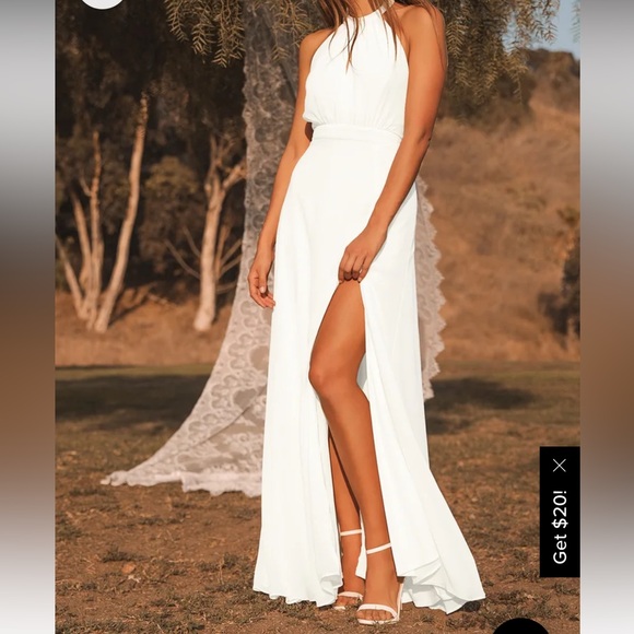 ⭐️ SALE ⭐️ Lulus Truly Delightful White Halter Maci Dress - Picture 3 of 5